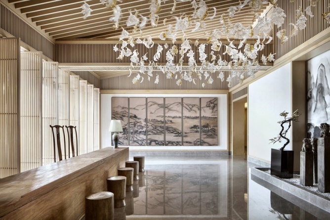 簡(jiǎn)約茶樓會(huì )所裝修設計效果圖