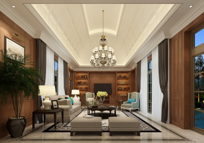 美式風(fēng)格別墅客廳裝修效果圖