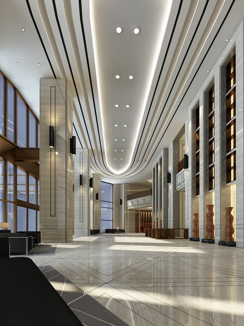 銀行辦公樓大廳裝修效果圖
