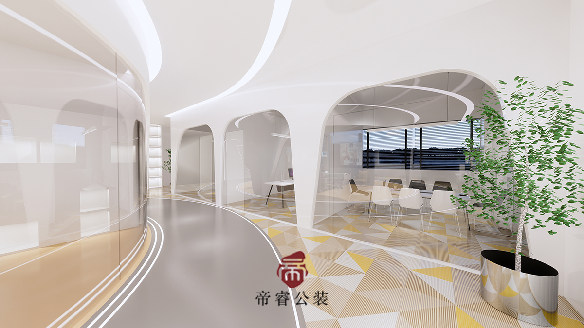 生物科技公司成都辦公室通道區裝修效果圖