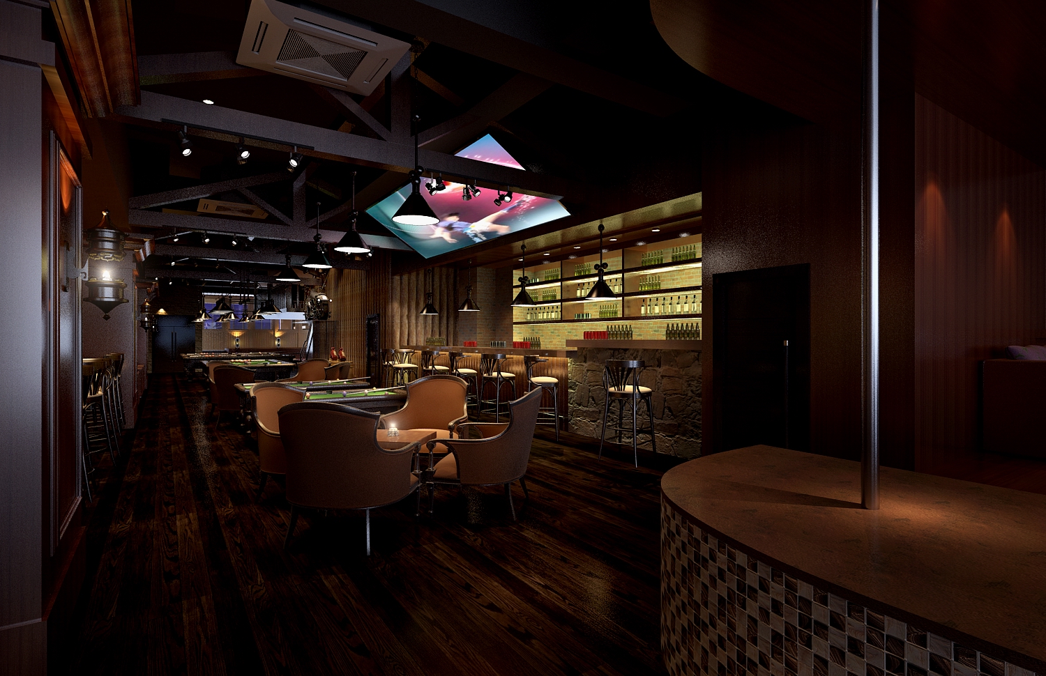 高檔臺球廳俱樂(lè )部會(huì )所裝修效果圖鑒賞