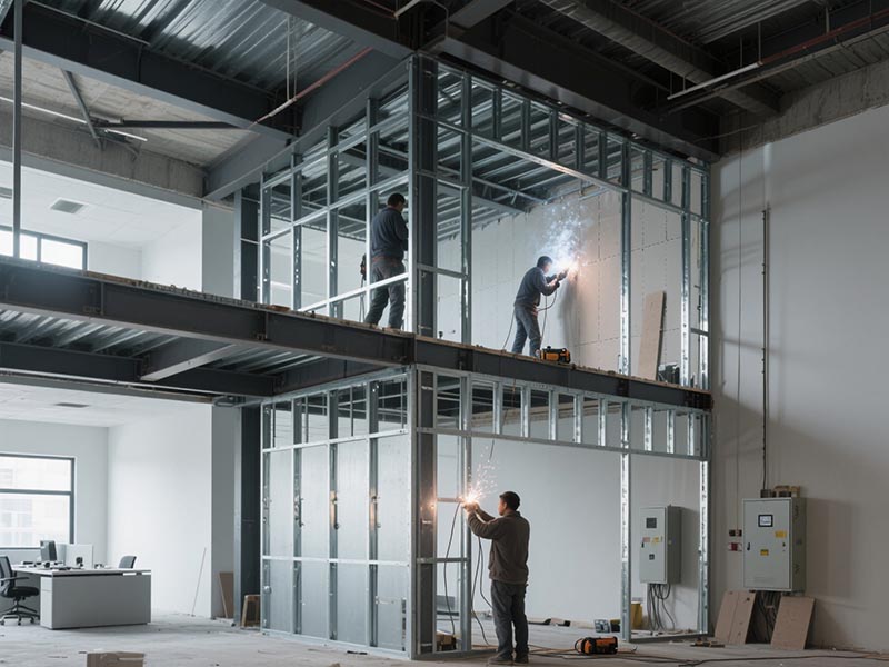 辦公室裝修二層搭建施工
