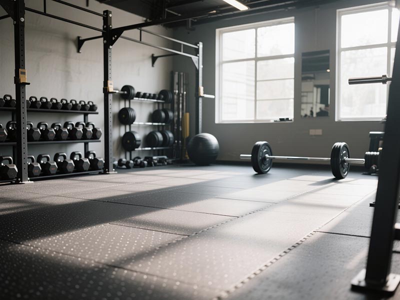 健身房啞鈴、杠鈴區橡膠地板